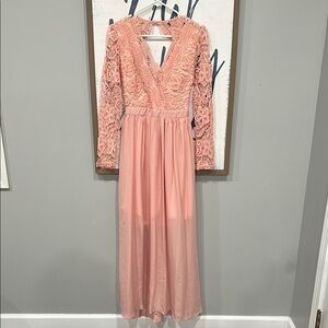 Pink Lacey Maxi Dress Open Back